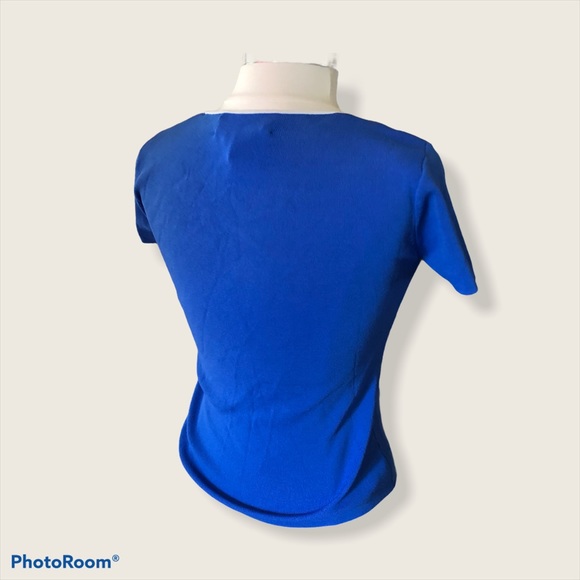 Joseph A. Blue Vintage Blouse (white trim), Small - Picture 7 of 7